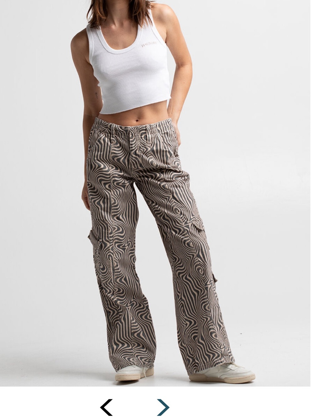BDG Taupe & White Swirl Wide Leg Cargo Pants